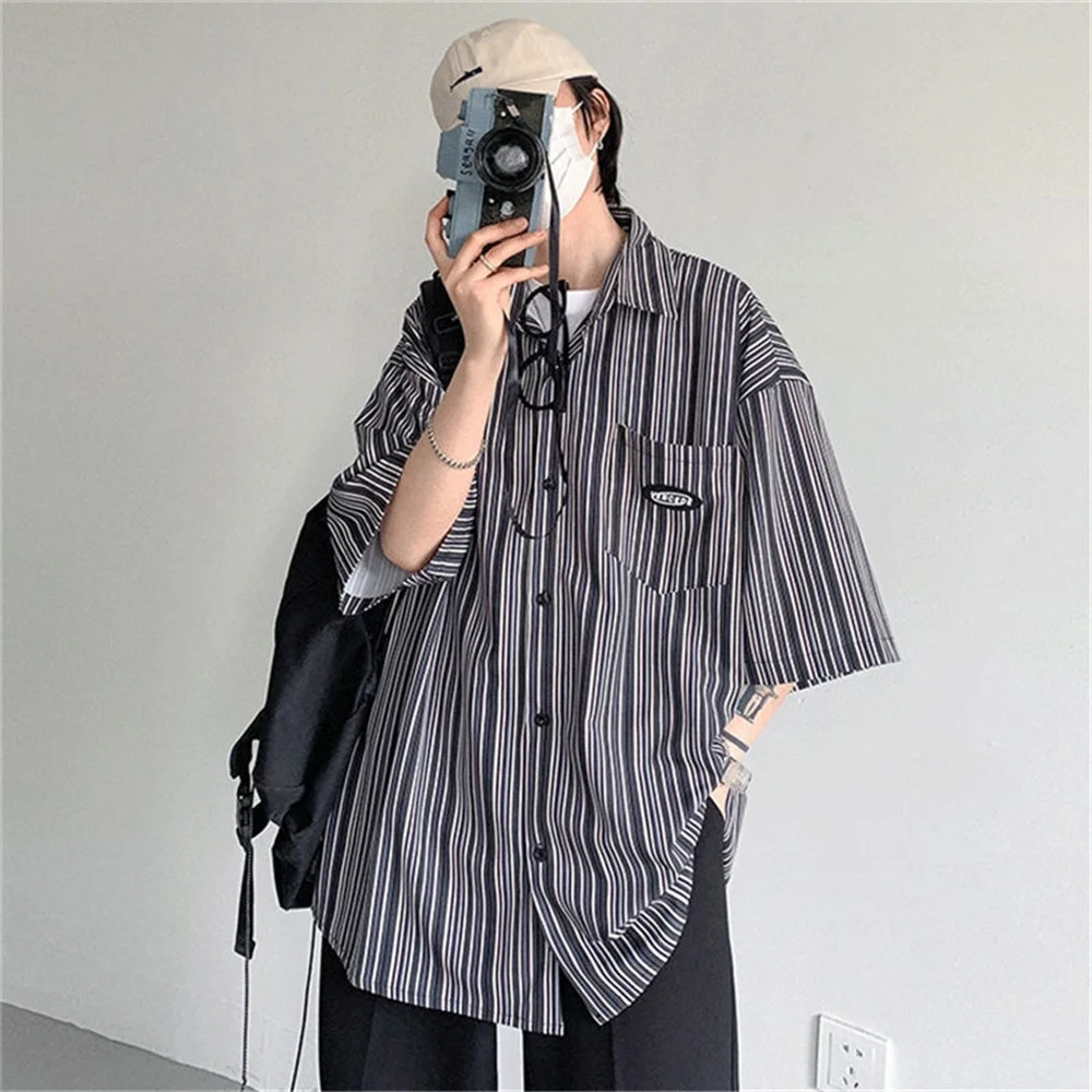 Top Trends: Summer Men's Short Sleeve Striped Shirts 2022 Fashion Print Shirt Mens Blouses Streetwear Brand Loose Casual Shirt Tops Men Shoppable Styles - Image 3