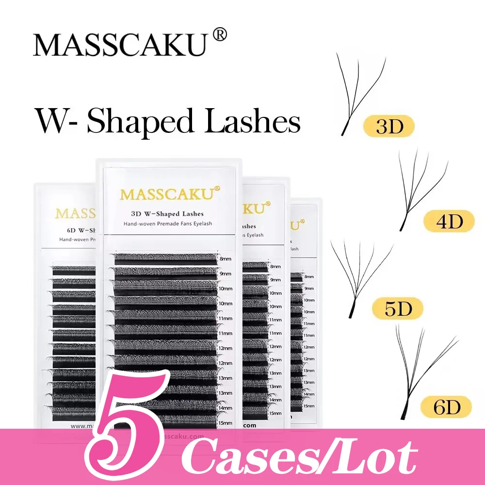 Top Trends: MASSCAKU 5Cases / Lot W Shape Eyelash Extension 3D Handmade Premade Volume Fan Lashes Faux Mink Volume Lashes Natural Makeup Shoppable Styles