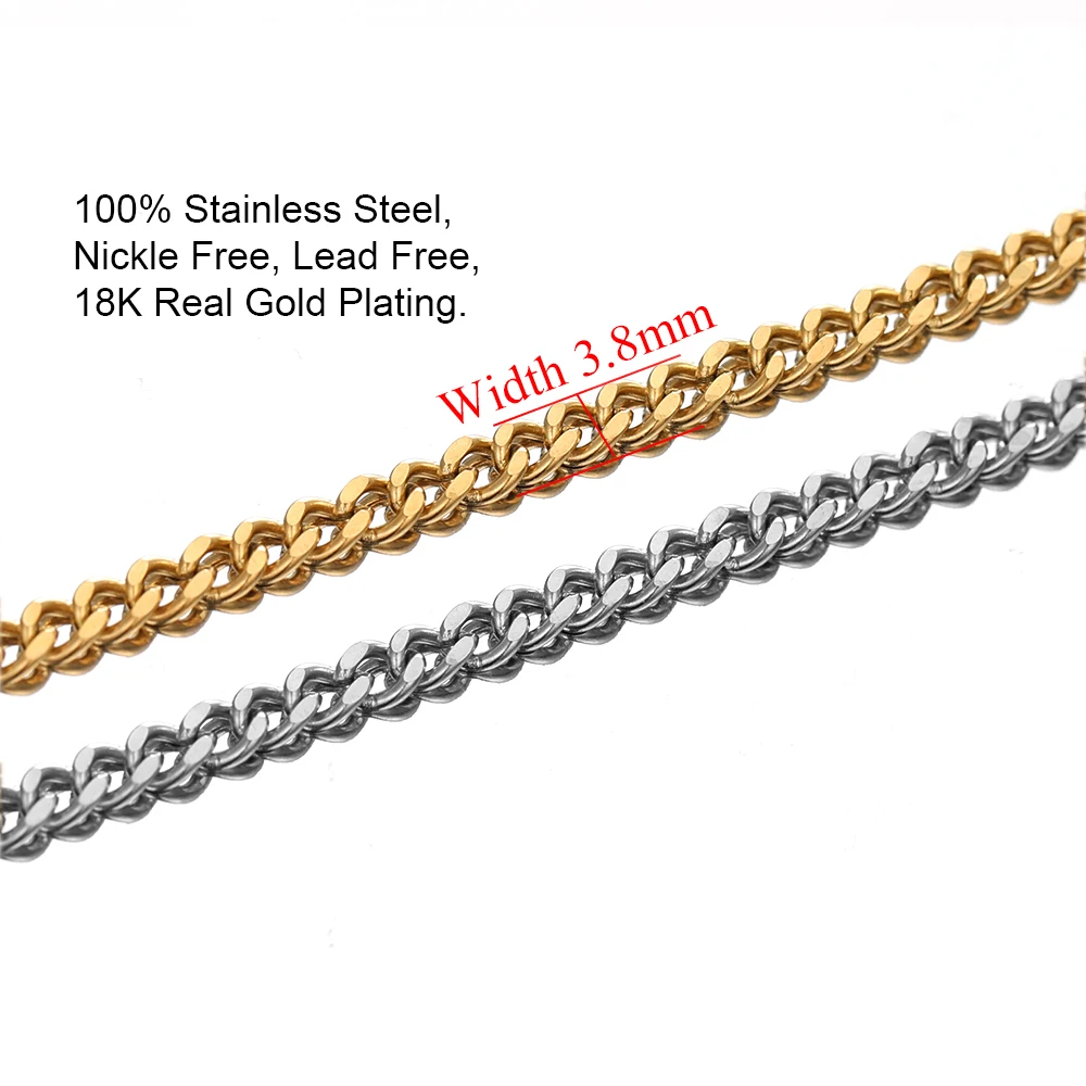 Top Trends: 2 Meters Stainless Steel Cuban Link Chains In Bulk For DIY Jewelry Making Hiphop Necklace Findings Punk Bracelet Crafts Shoppable Styles - Image 2