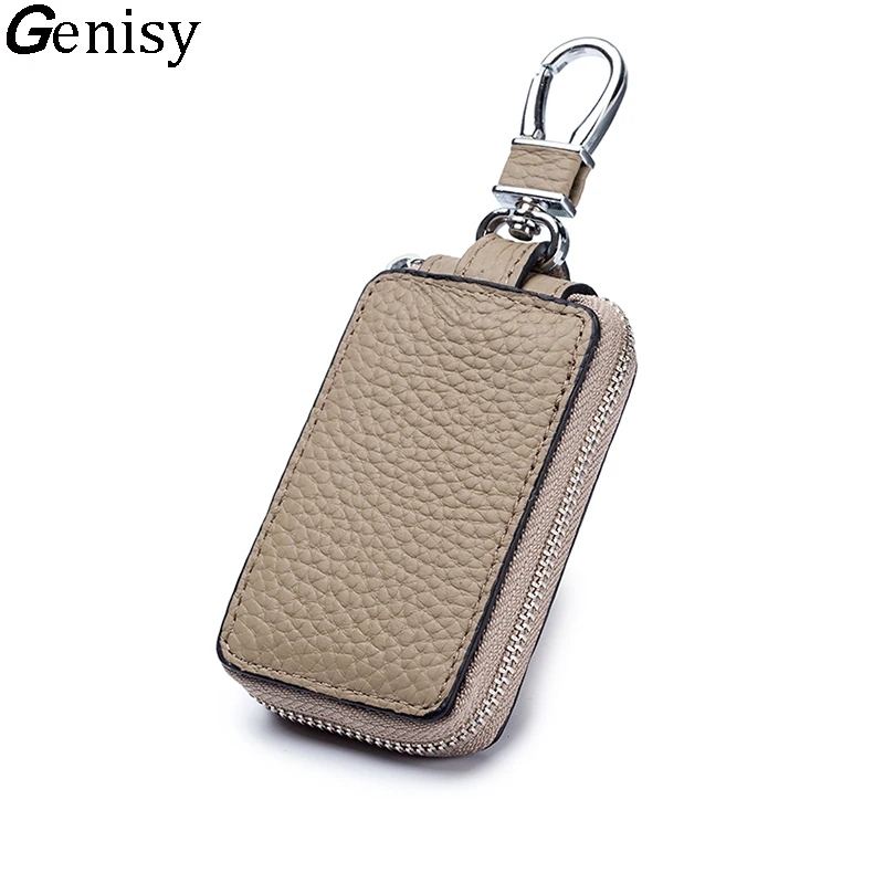 Top Trends: Universal Model Car Key Cover Keyless Entry Genuine Leather Remote Entrance Smart Hanging Buckle Zip Car Key Holder Case Unisex Shoppable Styles