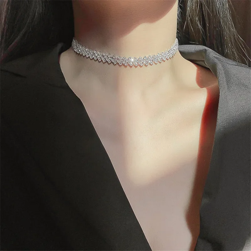 Top Trends: FYUAN Fashion Full Rhinestone Choker Necklaces For Women Geometric Crystal Necklaces Weddings Jewelry Party Gifts Shoppable Styles