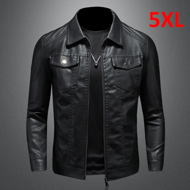 Top Trends: Black PU Jackets Men Spring Autumn Leather Jacket Coat Male Fashion Casual Motor Biker PU Leather Coat Big Size 5XL Shoppable Styles