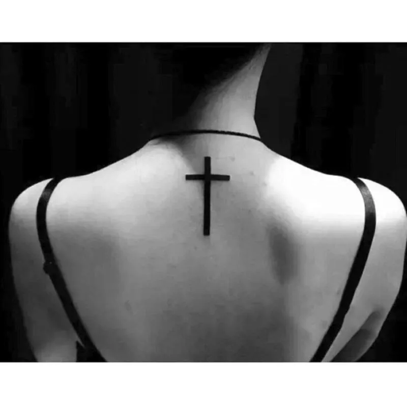 Top Trends: Waterproof Temporary Tattoo Sticker Black Cross Design Body Art Fake Tattoo Flash Tattoo Back Female Male Shoppable Styles