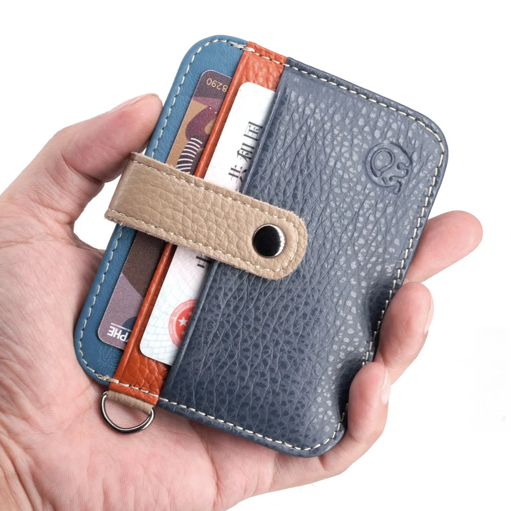 Top Trends: 100% Cowhide Leather Credit Card Holder Women Men Mini Slim Wallets Small Coin Purse Bank ID Card Case Package Pouch Card Holder Shoppable Styles