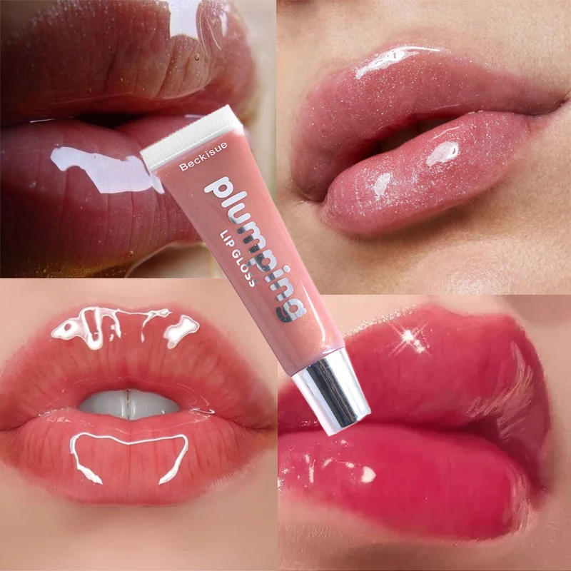 Top Trends: Moisturizing Gloss Plumping Lip Gloss Lip Plumper Makeup Glitter Nutritious Liquid Lipstick Cherry Mineral Oil Clear Lip Gloss Shoppable Styles