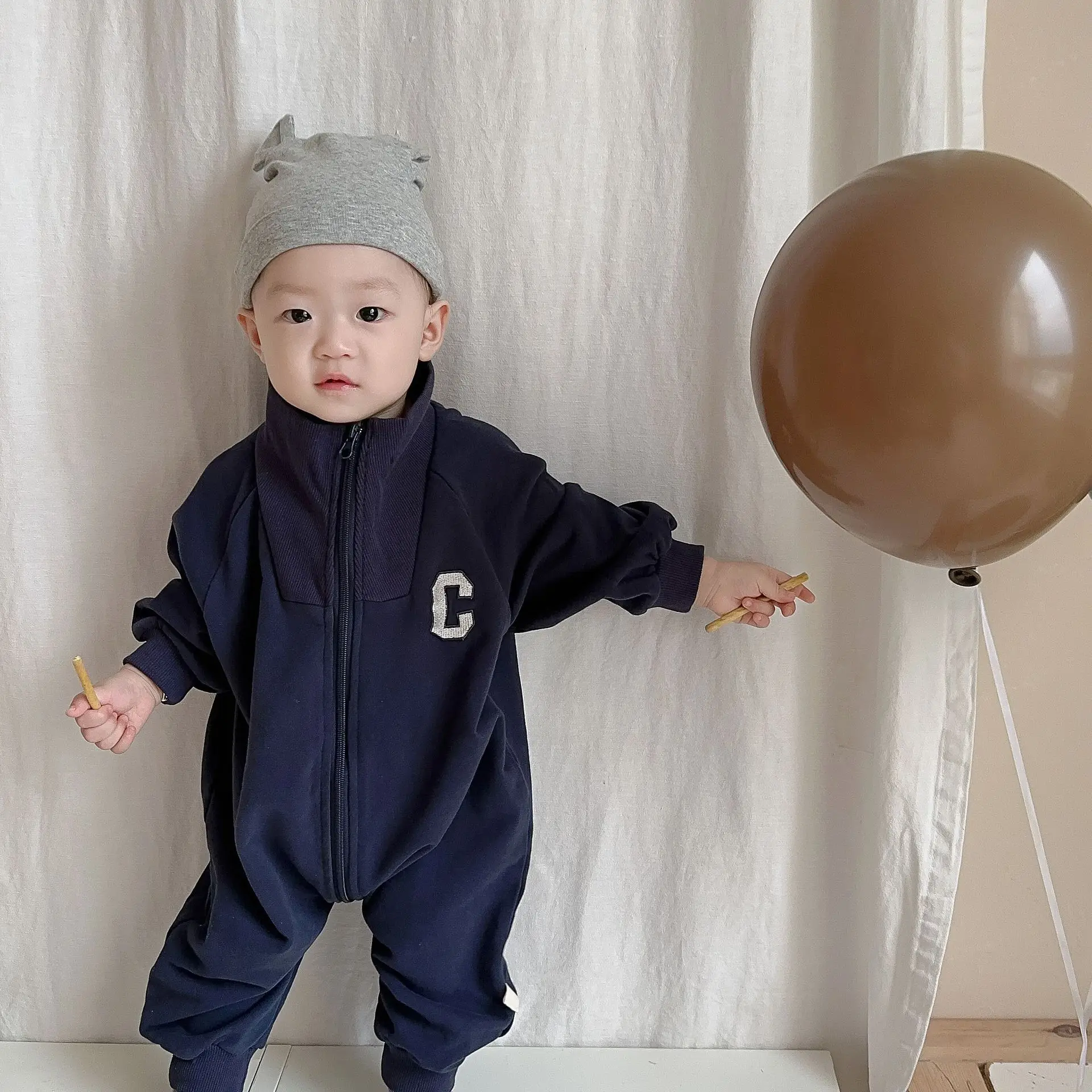 Top Trends: 2023 Autumn New Baby Long Sleeve Romper Boy Girl Newborn Letter Print Lapel Jumpsuit Infant Cotton Casual Zipper Onesie 0-24M Shoppable Styles