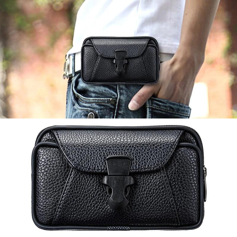 Top Trends: Vintage PU Leather Waist Bag Unisex Sport Belt Hip Belt Loop Holster Wallet Men Women Phone Holder Purse Easy To Carry Purse Shoppable Styles