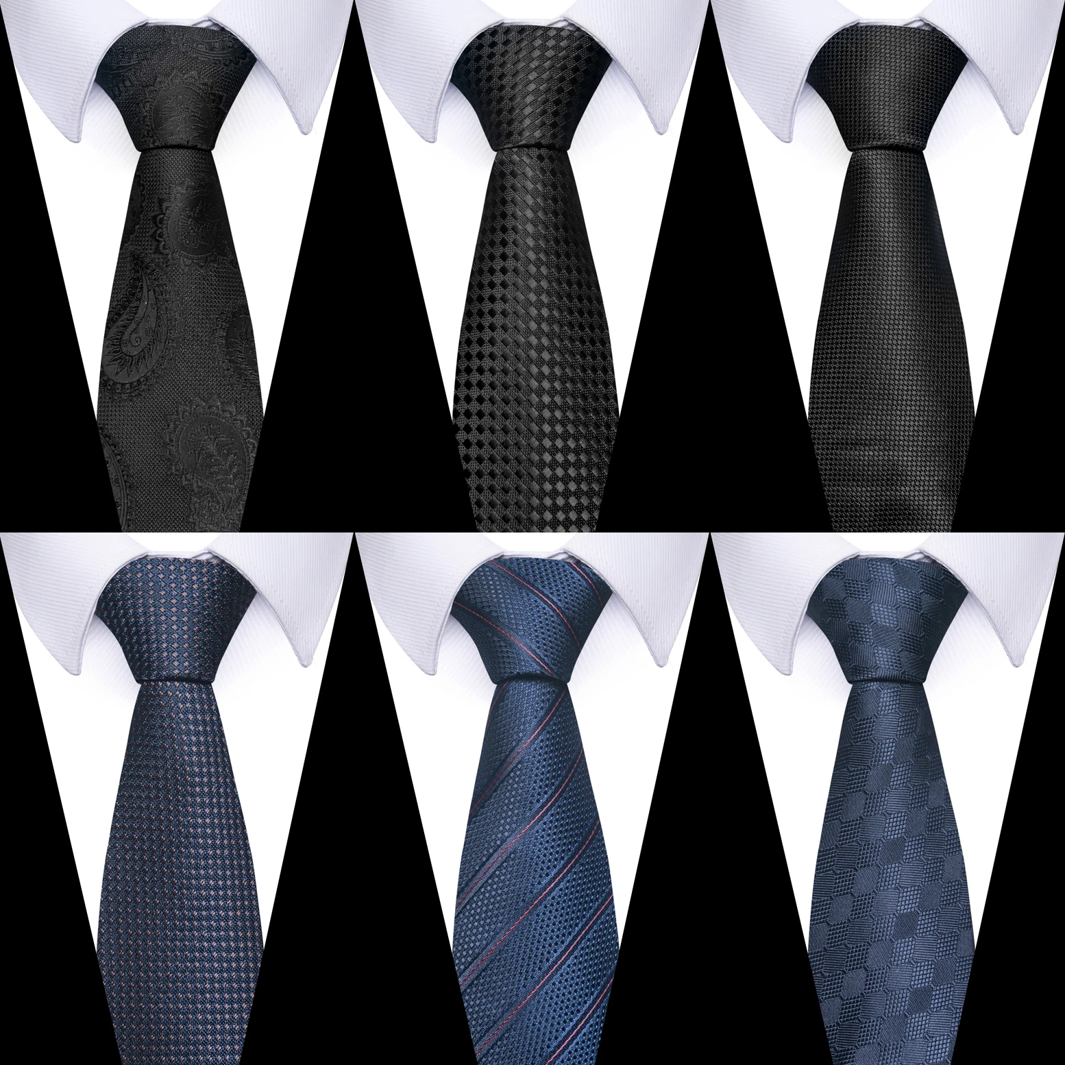 Top Trends: 100% Silk Brand Ties Men New Style Wholesale Jacquard Silk 8 Cm Necktie Suit Accessories Solid Black Fit Business Workplace Shoppable Styles