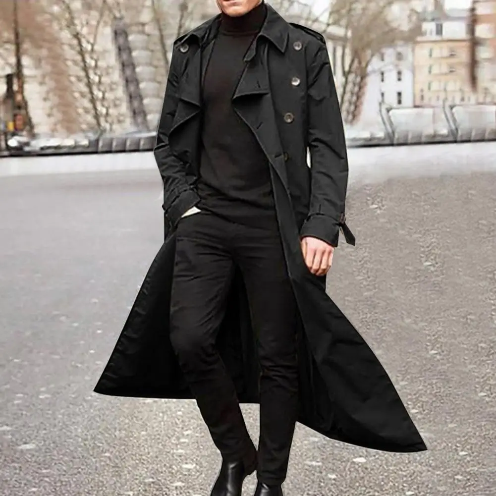 Top Trends: Cool Coat Extra Long Solid Color Male Jacket Double-breasted Trench Coat Overcoat For Autumn Shoppable Styles