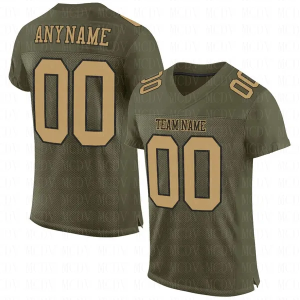 Top Trends: Custom Olive Old Gold-Black Mesh Authentic Salute To Service Football Short Sleeves Athletic Tee Shirts Unisex Top Streetwear Shoppable Styles