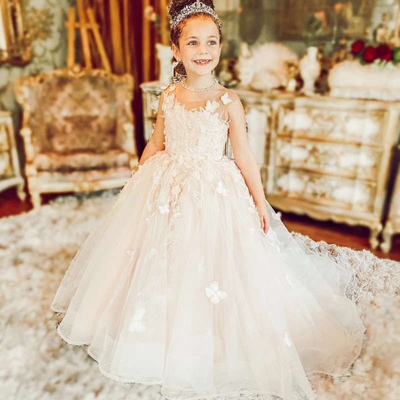 Top Trends: Flower Girl Dresses For Wedding Birthday Pearl Floral Tulle Luxury Princess Long Maxi Kids Bridesmaid Ball First Communion Gowns Shoppable Styles