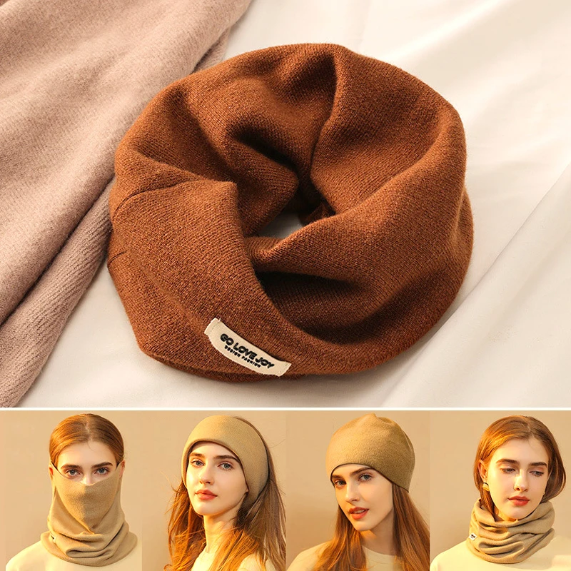 Top Trends: Multifunction Windproof Headband Scarf Solid Colour Knitted Pullover Hat Winter Soft Warm Face Mask Outdoor Cycling Neck Warmer Shoppable Styles