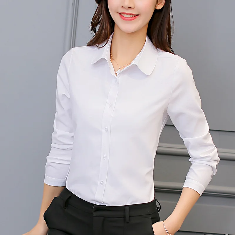 Top Trends: Korean Fashion Women Shirts White Shirt Women Long Sleeve Shirts Tops Office Lady Basic Shirt Blouses Plus Size Woman Blouse 5XL Shoppable Styles