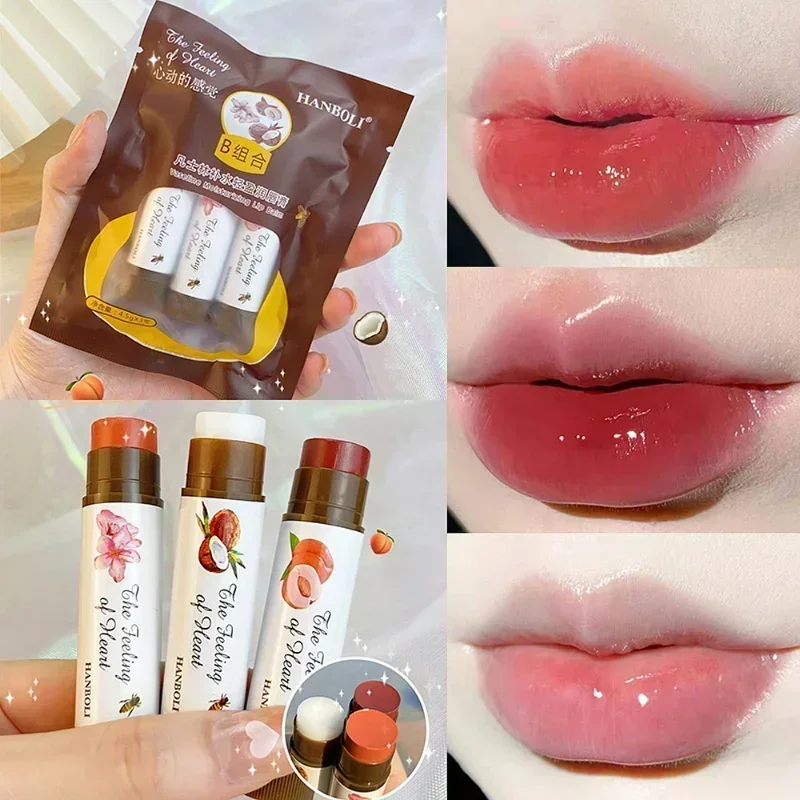 Top Trends: New Moisturizing Colored Lip Balm 1 / 3PCS Cute Fruit Lip Tint Lasting Peach Red Lipstick Waterproof Women Lips Makeup Cosmetics Shoppable Styles