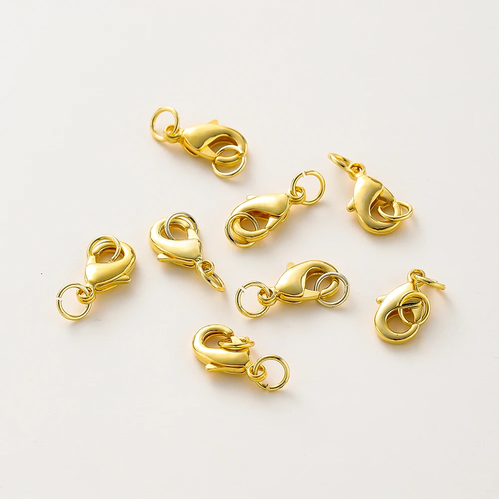 Top Trends: 10pcs / lot 14K 18K Gold Lobster Clasps With Jump Ring Necklace Bracelet Extender Chain Connectors For DIY Jewelry Making Findings Shoppable Styles