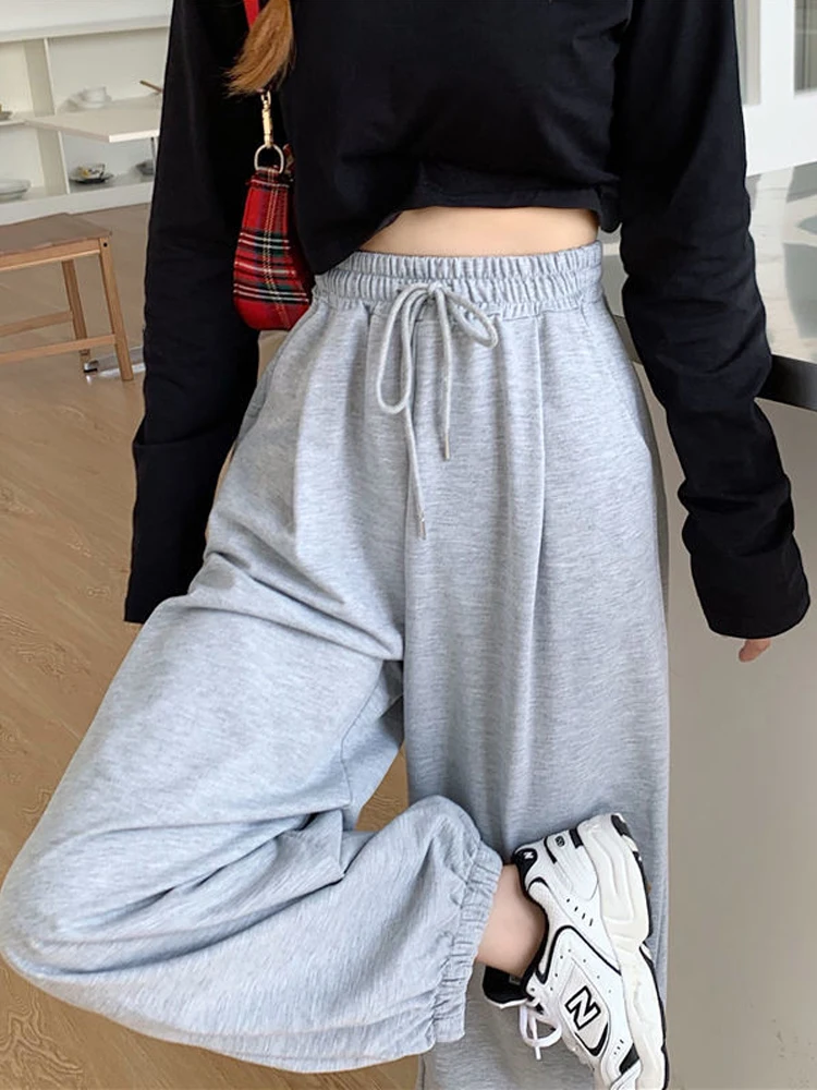 Top Trends: HOUZHOU Gray Sweatpants For Women 2022 Autumn New Baggy Fashion Oversize Sports Pants Balck Trousers Female Joggers Streetwear Shoppable Styles