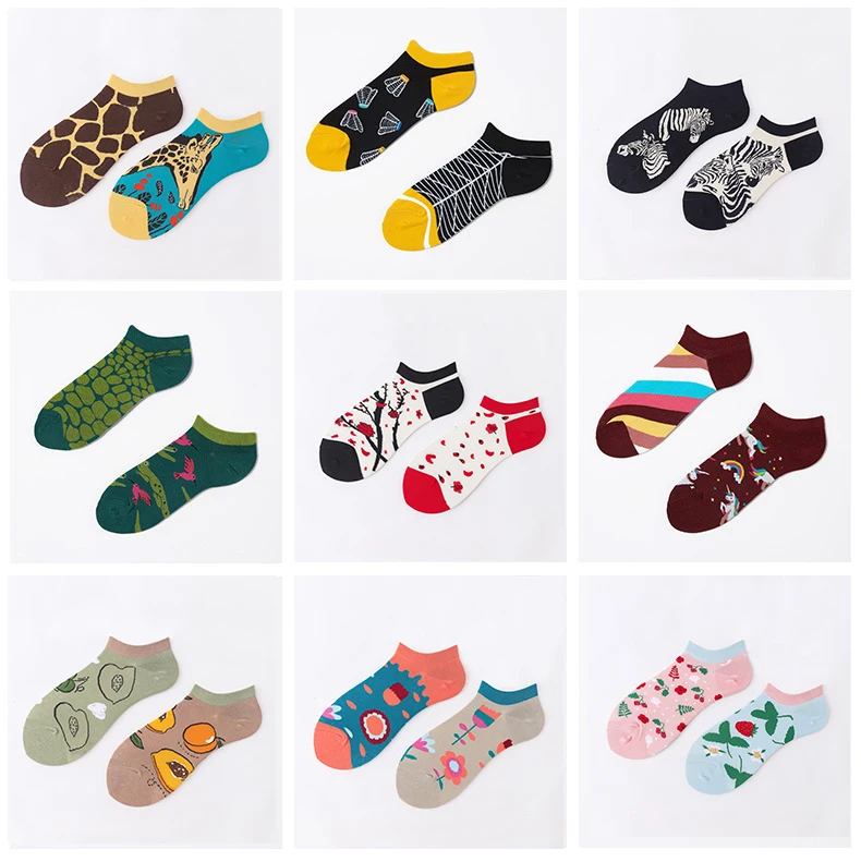 Top Trends: Women&#039;s Cartoon Colorful Sports Cotton Socks Men Women Socks Low Cut SoxAsymmetric AB Socks Ins Animal And Plant Ankle Socks Shoppable Styles