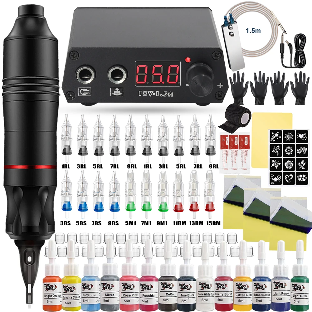 Top Trends: Professional Tattoo Machine Set New Power Supply Rotary Tattoo Pen Needle Inks DC Tattoo Gun Makeup Complete Kit For Beginners Shoppable Styles