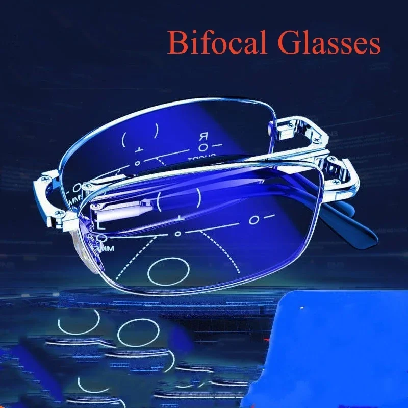 Top Trends: Fashion Bifocal Reading Glasses With Leather Box Vintage Square Frame Eyewear For Men Women Anti-radiation Presbyopia Eyewear Shoppable Styles