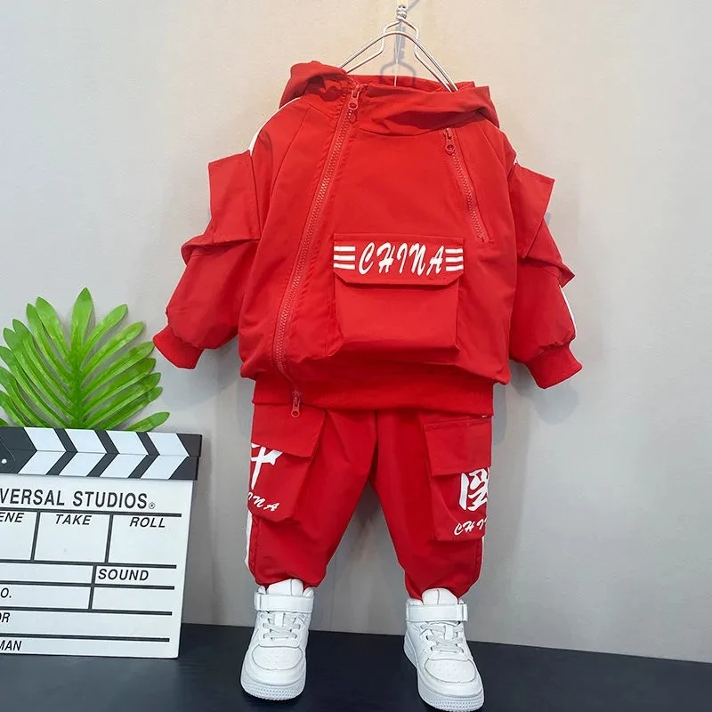 Top Trends: Baby Boys&#039; Clothing Set Spring And Autumn New Handsome Children&#039;s Hooded Jacket Pants Two Piece Clothing Sports Set Shoppable Styles