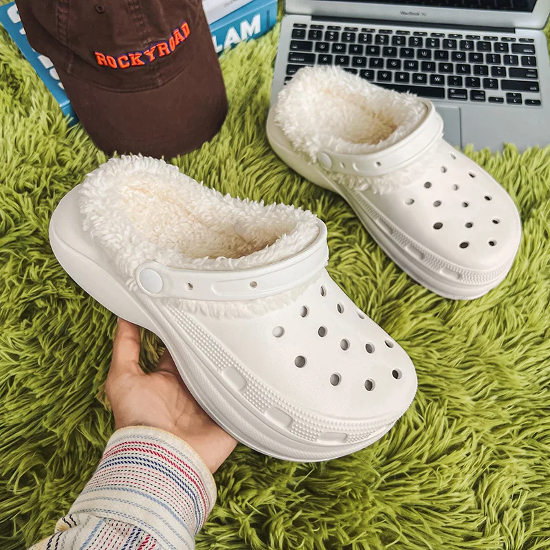 Top Trends: 2023 New Winter Garden Shoes Women Soft Breathable Thickened Indoor Outdoor Cotton Drag To Keep Warm Hole Slippers Baotou Clogs Shoppable Styles