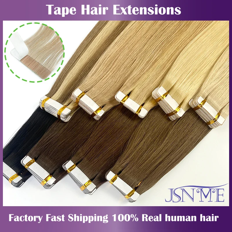 Top Trends: JSNME Tape In Hair Extension Invisible 100% Real Human Hair Straight Tape Ins Black Brown Blonde 2.5g / pcs 16-24 Inch For Woman Shoppable Styles