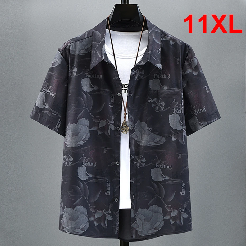 Top Trends: Summer Short Sleeve Shirts Men Plus Size 10XL 11XL Shirts Hip Hop Streetwear Tops Summer Blouse Big Size 10XL Shoppable Styles