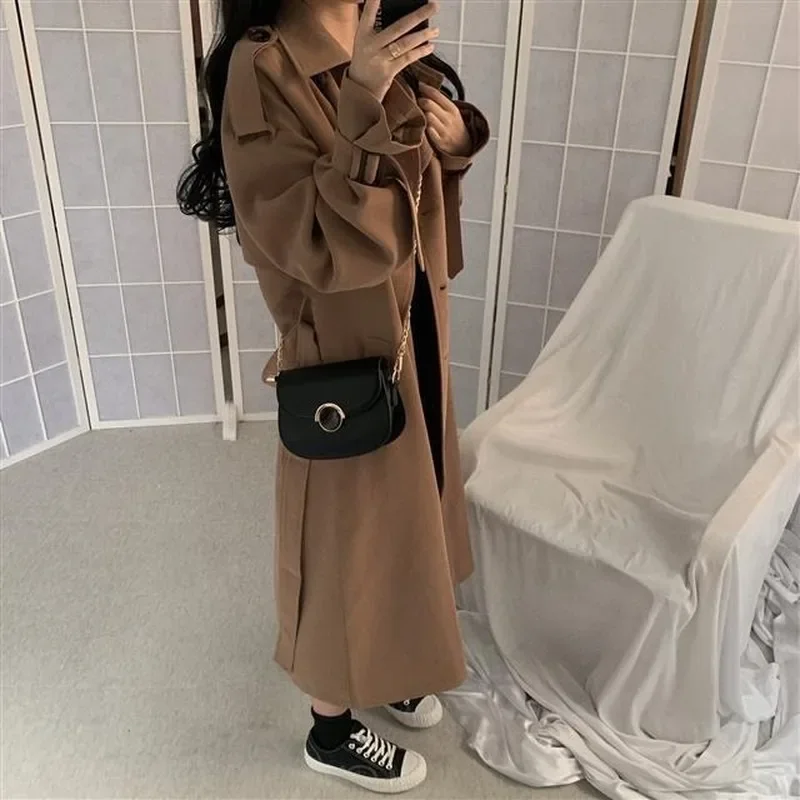 Top Trends: Women Trench Loosely Long Chic England Style Solid Simple Coats Patch Daily Trench Temperament Elegant All-match Clothes Classy Shoppable Styles - Image 3