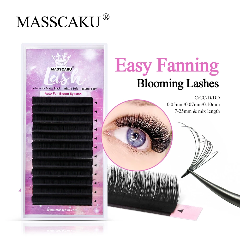 Top Trends: Wholesale Price Masscaku Natural Long Easy Fanning Lashes 8-15mm Self Blooming Mega Volume Eyelash Extensions Soft Mink Eyelash Shoppable Styles