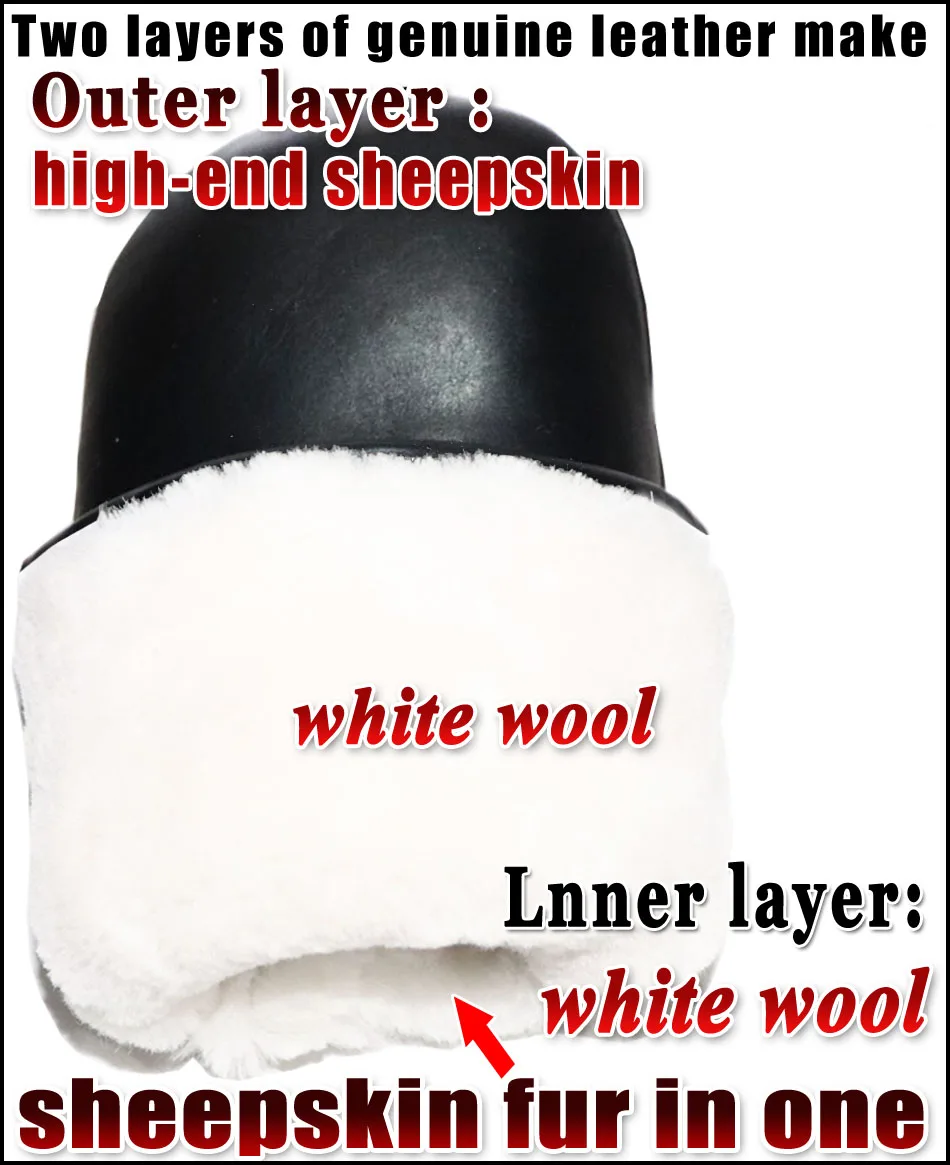 Top Trends: Mittens Ladies Leather Sheepskin Gloves Real Wool Winter Warm Fur Gloves Thickened Female Leather And Wool Integrated Gloveswind Shoppable Styles - Image 3