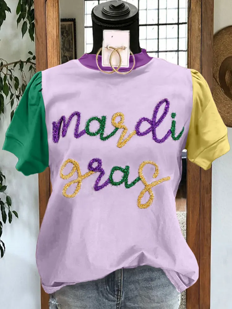 Top Trends: Elegant Mardi Gras Rope Embroidered Contrast Top Retro Mardi Gras T-Shirt Shoppable Styles