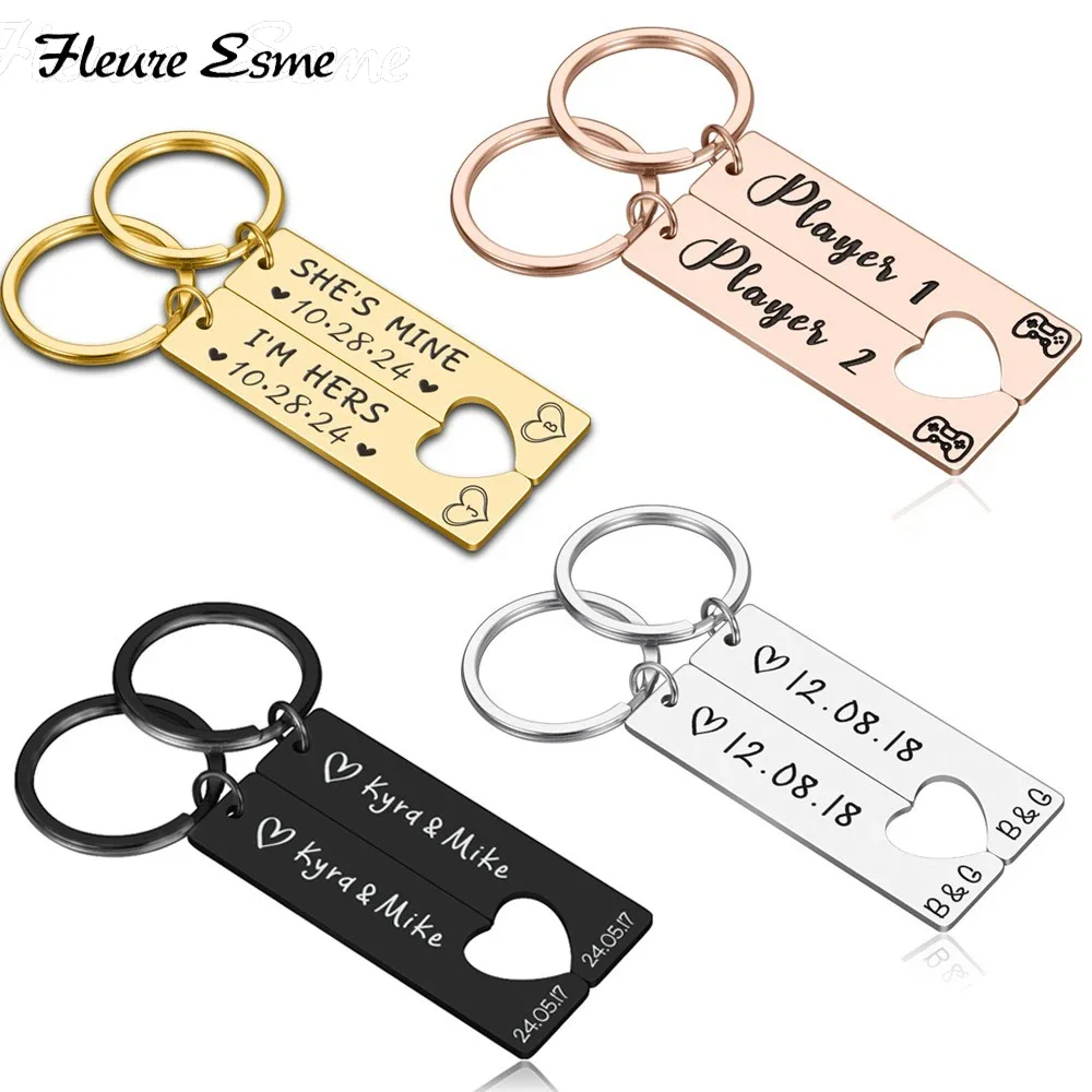 Top Trends: 2PCS Customized Couples Keychain Valentine Anniversary Gift Boyfriend Girlfriend Keyring Husband Women Men KeyChain Love Gifts Shoppable Styles