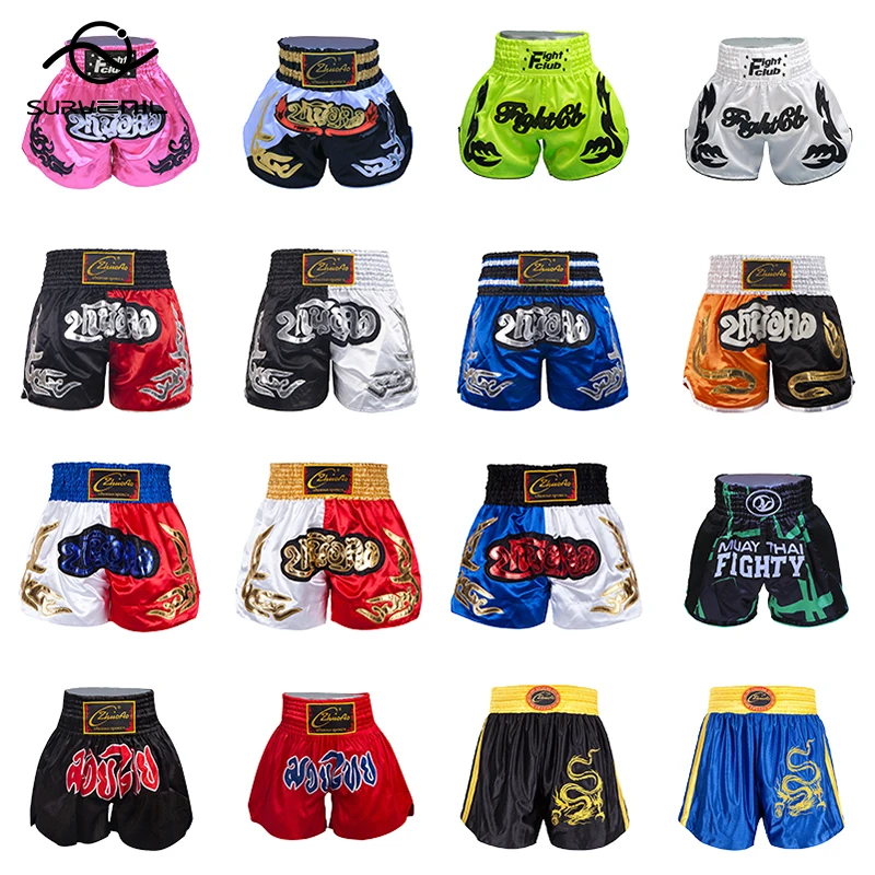 Top Trends: Thai Boxing Shorts Men Womens Embroidery Muay Thai Shorts Kids Girls Boys Sports Sanda MMA Grappling Kickboxing Training Wear Shoppable Styles