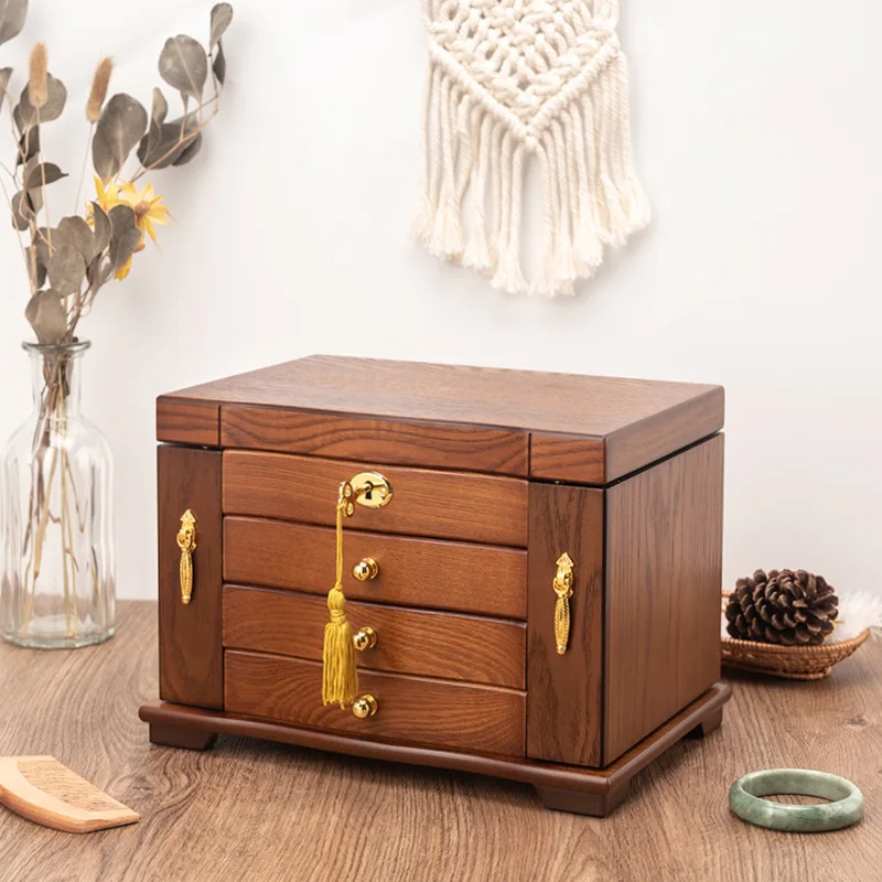 Top Trends: Large Jewelry Box Wood Ring Bracelet Earrings Jewelry Boxes Organizer Drawer Necklace Tray Display Accessories Storage Organizer Shoppable Styles - Image 5