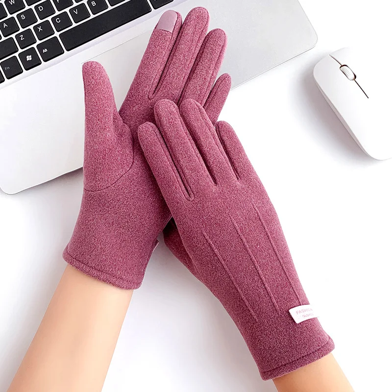 Top Trends: Simple Fashion Gloves Women Winter Vintage Full Finger Touch Screen Driving Cycling Warm Windproof Female Glove Mittens Shoppable Styles