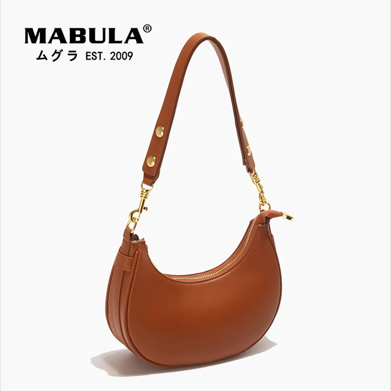 Top Trends: MABULA Brown Half Moon Women Hobo Shoulder Purses 2022 Brand Casual Leather Tote Handbags Fashion Portable Sling Crossbody Bag Shoppable Styles