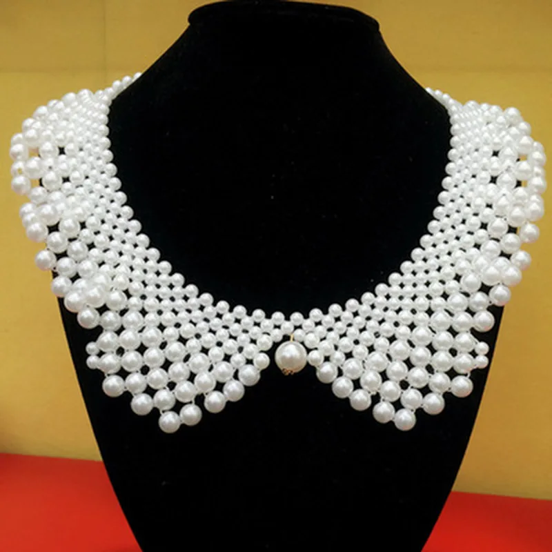 Top Trends: Pearl Fake Collar Stand Beads Detachable Women For Party Bride Dress Decorate False Collar Shoppable Styles