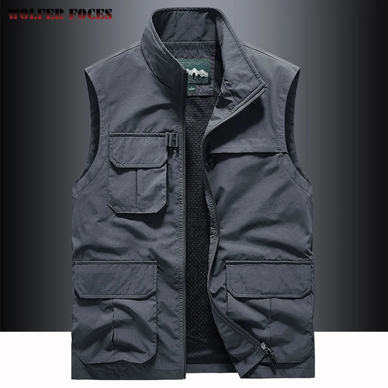 Top Trends: Camping Fishing Vests For Men Outdoors Tactical Webbed Gear Sports Man Motorcycle Vest Men's Jackets Big Size Clothes Coat Work Shoppable Styles