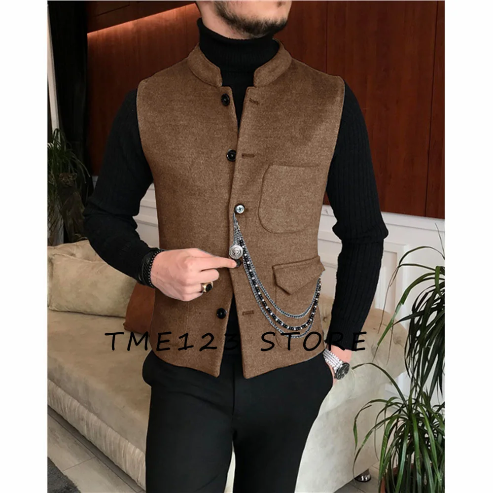 Top Trends: New Men's Wool Vest Suit Vest Slim Single Breasted Designer Brand Sleeveless Formal Coat Top Adult Dress Tuxedo 2023 Shoppable Styles