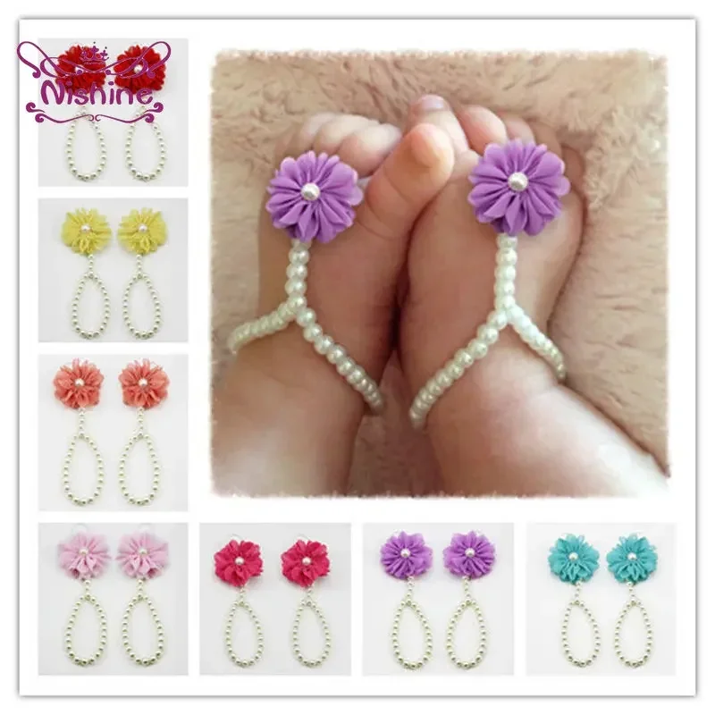 Top Trends: Nishine Cute Newborn Baby Girls Barefoot Sandals Flower Pearl Shoes Foot Chain Anklets Accessories Kids Photography Props Gifts Shoppable Styles