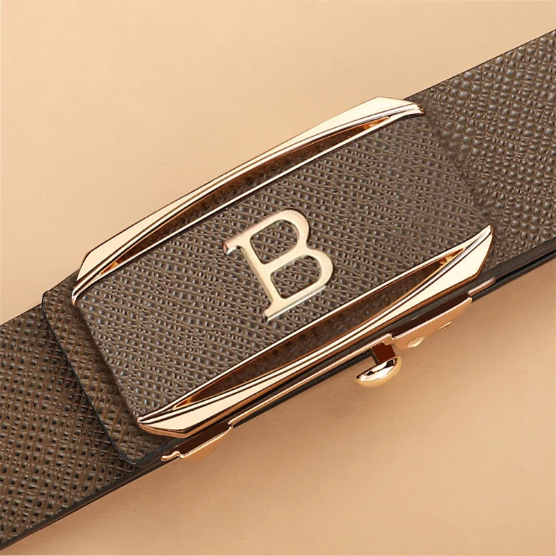 Top Trends: 2023 High Quality Coffee Genuine Leather Belt B Letter Automatic Buckle Fashion Men's Belt Designer Casual Belt Ceinture Homme Shoppable Styles - Image 3