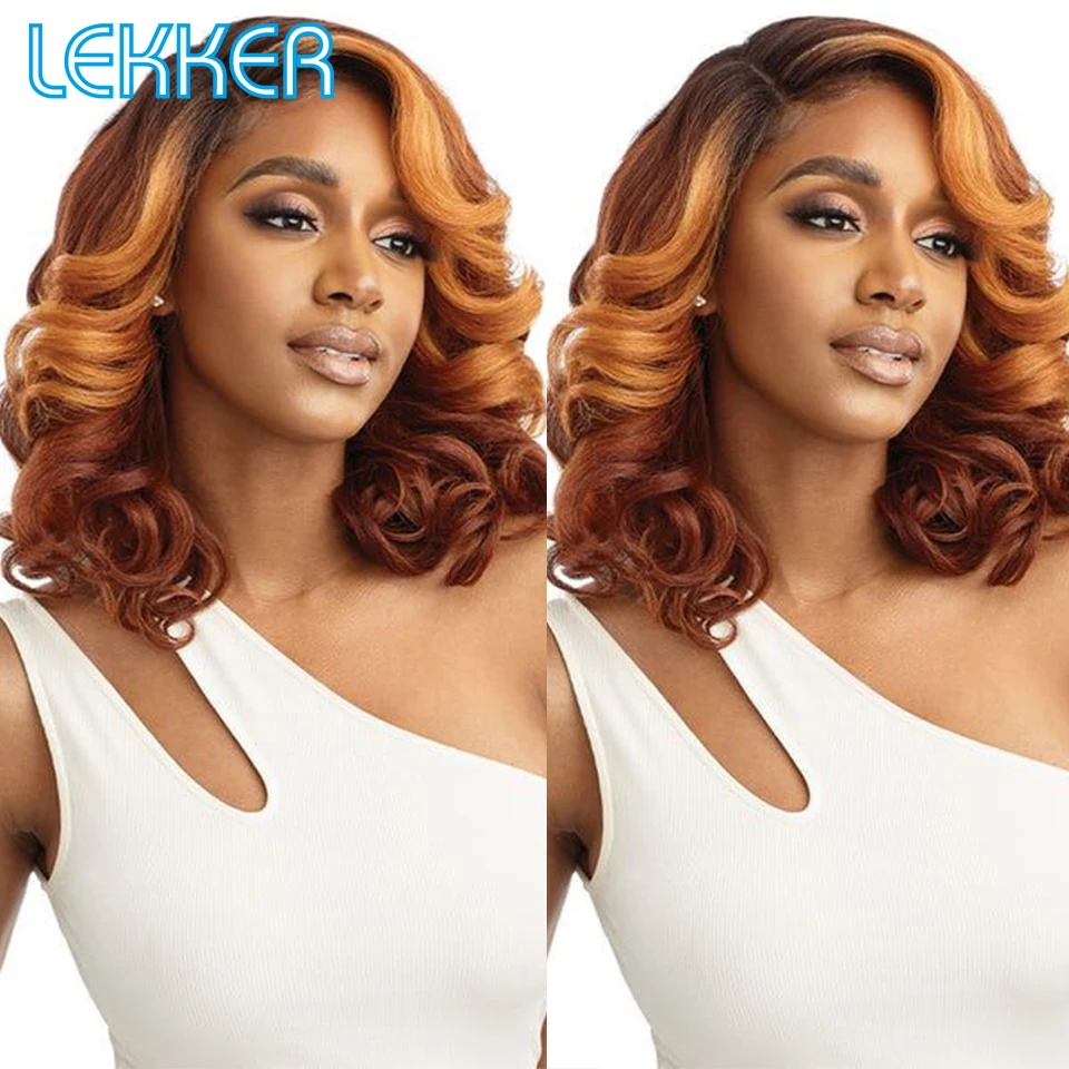 Top Trends: Lekker Curly Wavy Lace Front Human Hair Wig For Women Colored Brazilian Remy Hair Pre Plucked Glueless Highlight Brown Bob Wigs Shoppable Styles