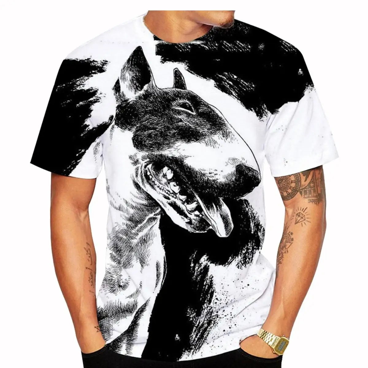 Top Trends: Fashion Bull Terrier 3d Printing Men's And Women's T-shirt Casual Pet Dog Pattern Street Style Lightweight Breathable Top O-neck Shoppable Styles