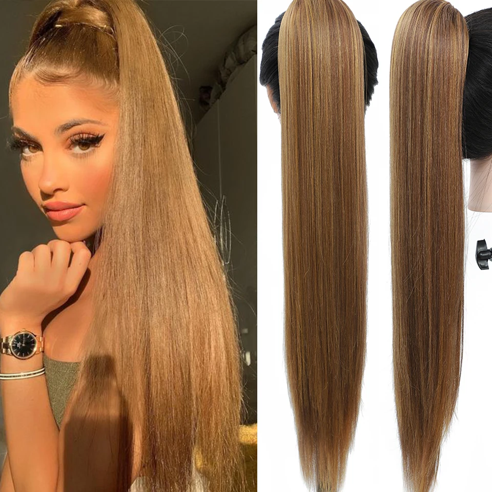 Top Trends: Synthetic Straight Ponytail For Black Women Heat Resistant Drawstring Straight Hairpiece Ponytail Extensions Tail Shoppable Styles