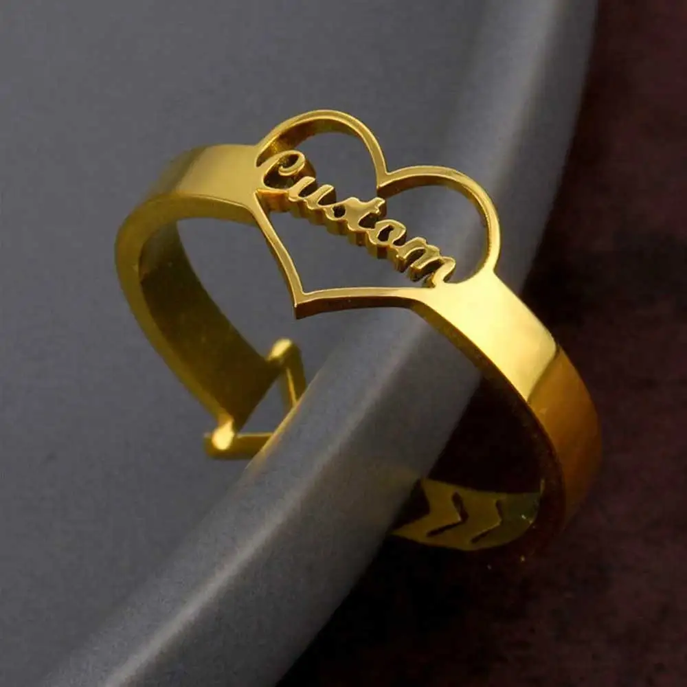 Top Trends: Personalized Heart Ring With Name Mens Custom Stainless Steel Romantic Gold Rings For Women Couples Jewelry Gifts Anillos Mujer Shoppable Styles