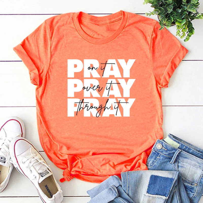 Top Trends: Pray On It Shirt Pray Over It Shirts Christian Gifts For Women Religious Tee Christian Clothes Bible Verse Tees Inspirational Shoppable Styles