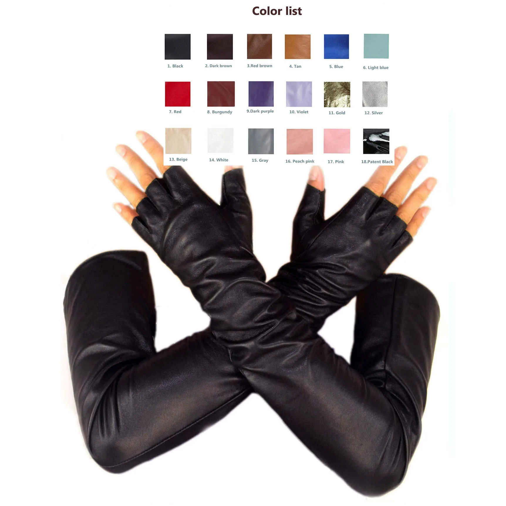 Top Trends: Custom Made 30cm To 80cm Top Sheep Leather Fingerless Style No Finger Long Gloves Multi Colors Shoppable Styles