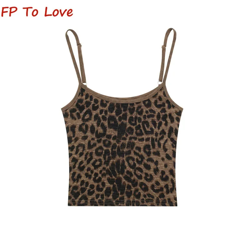 Top Trends: Y2K Summer American Hot Girl Style Retro Leopard Print Camisole Slim Ultra Short Umbilical Corset Spaghetti Straps Tank Tops Shoppable Styles