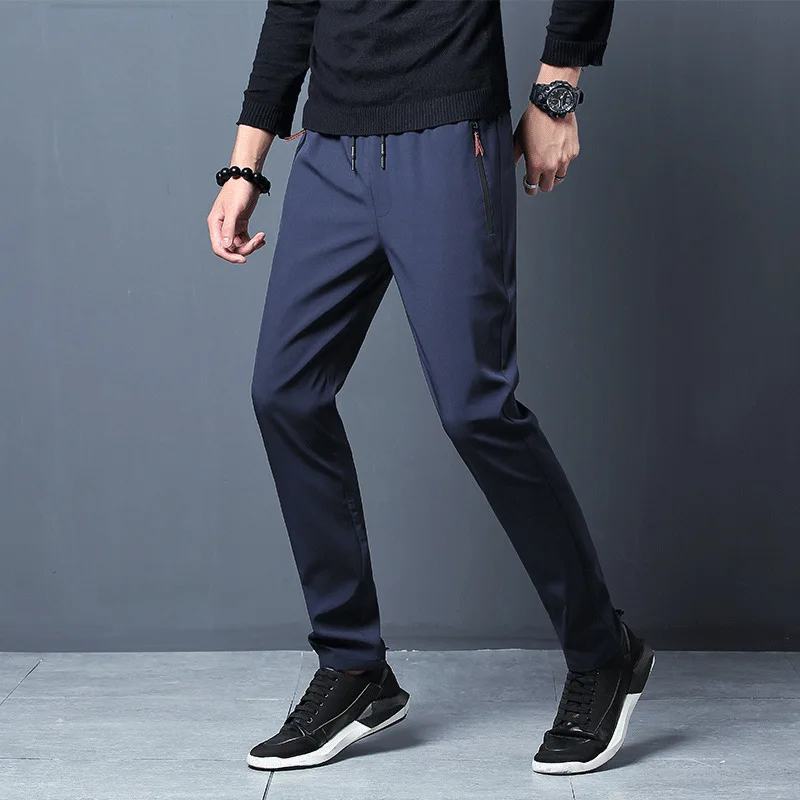 Top Trends: Men Autumn Summer Sports Running Pants Zip Pocket Training Elastic Waist Jogging Casual Trousers Sweatpants Solid Fitness Loose Shoppable Styles