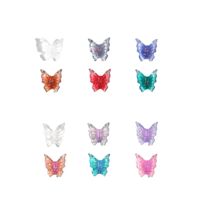 Top Trends: 50Pcs Nail Art Resin Charms 2023 Spring Holographic Butterfly 3D Decals Stones For Laser Nail Art Decorations Manicure Tips Shoppable Styles - Image 5